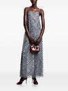 Emporio Armani Long tulle dress with all-over micro sequin and jet embroidery