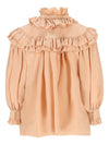 Chloé Oversized ruffle top in crêpe de chine