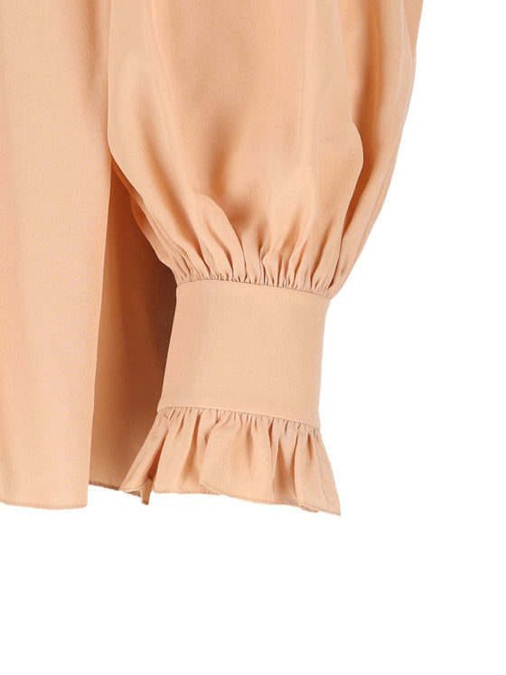 Chloé Oversized ruffle top in crêpe de chine