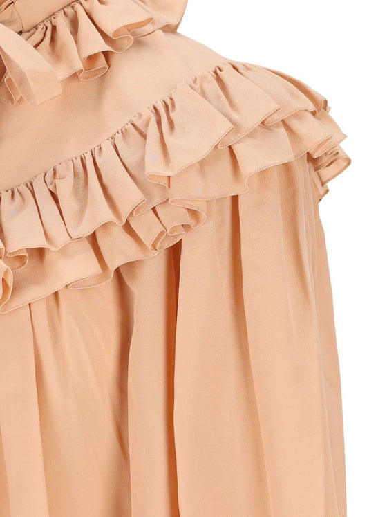 Chloé Oversized ruffle top in crêpe de chine