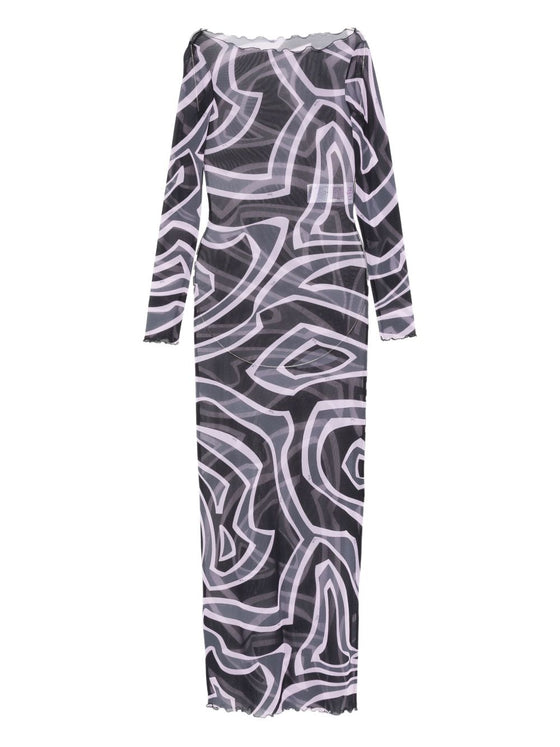 Pucci Abstract-print long-sleeve maxi dress