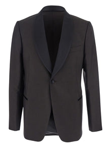  Emporio Armani Single-breasted jacket in fresh combed virgin wool with satin shawl lapels