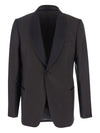 Emporio Armani Single-breasted jacket in fresh combed virgin wool with satin shawl lapels