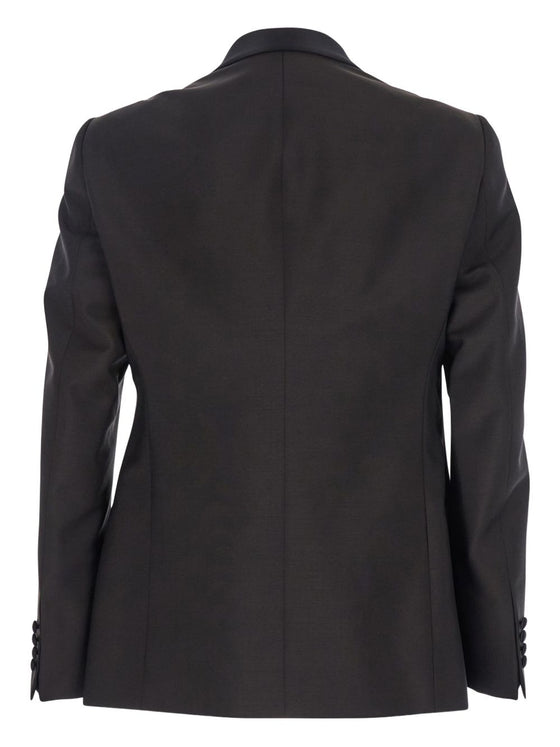 Emporio Armani Single-breasted jacket in fresh combed virgin wool with satin shawl lapels