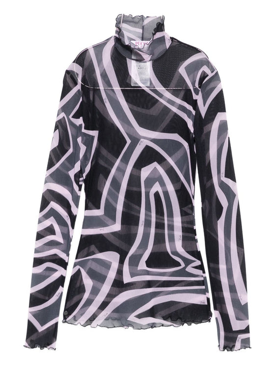 Pucci Abstract-print mesh top