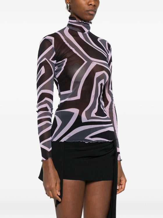 Pucci Abstract-print mesh top