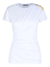 Balmain Shoulder-buttons draped T-shirt