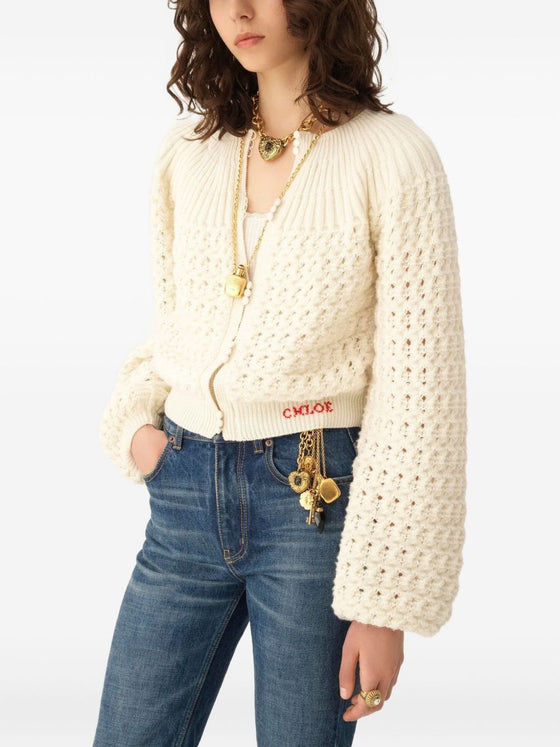 Chloé Round-neck cardigan in a wool & cashmere knit