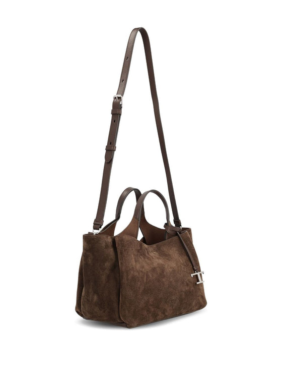 Tod's Medium Suede Tote Bag with Logo