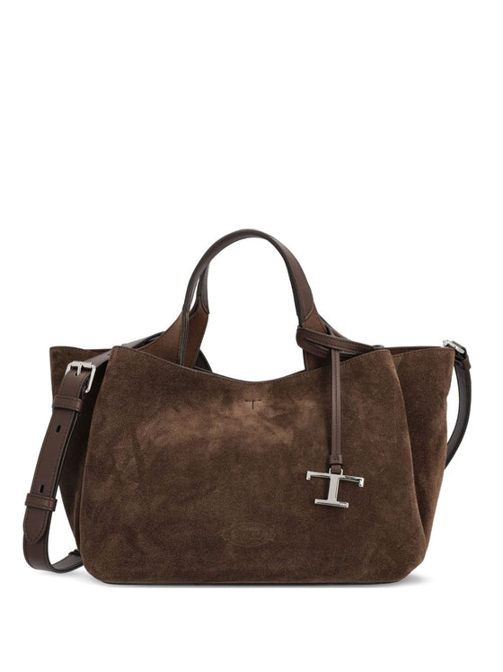 Tod's Medium Suede Tote Bag with Logo