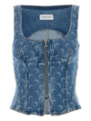 Marine Serre Moon Laser Denim Bustier Top
