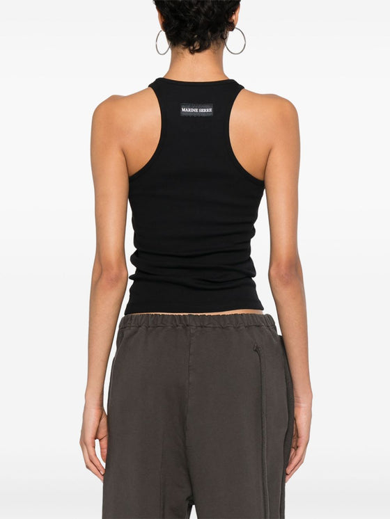 Marine Serre Moon-embroidered ribbed tank top