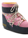 MOON BOOT X GUEST IN RESIDENCE LOW GREY AND PINK SUEDE BEADED ICON BOOT