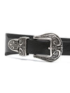 Golden Goose Black Washed Leather Belt With Double Silver Buckle