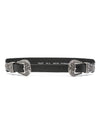 Golden Goose Black Washed Leather Belt With Double Silver Buckle