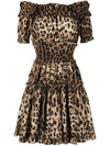 Dolce & Gabbana-leopard-print short dress in brown cotton poplin