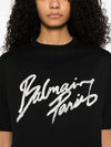 Balmain Cropped T-shirt with flocked Letter logo