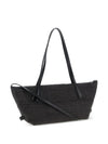Balmain Track Small Tote Bag In Raffia And Calfskin