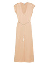 Forte Forte V-neck tie tassel detail short sleeves Midi dress