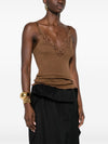 Saint Laurent V-neck spaghetti straps adjustable straps Lace silk top