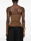 Saint Laurent V-neck spaghetti straps adjustable straps Lace silk top
