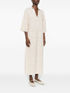 Fabiana Filippi V-neck tonal stripes collar Wool and cotton shirtdress