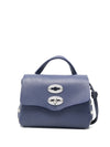 Zanellato Postina® Super Baby Bag In Hammered Leather Blue Dream
