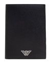 Emporio Armani Asv Regenerated Saffiano Leather Passport Holder With Eagle Plate