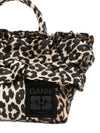 Ganni Ruffled-Upper Leopard-Print Tote Bag
