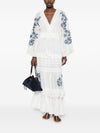 Ermanno Firenze V-neck tiered skirt short sleeves Embroidered maxi dress