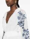 Ermanno Firenze V-neck tiered skirt short sleeves Embroidered maxi dress