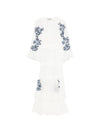 Ermanno Firenze V-neck tiered skirt short sleeves Embroidered maxi dress