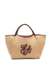 Emporio Armani Large Woven Straw Shopper With Ea Logo