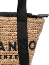 Ermanno Firenze Raffia Tote Bag With Embroidered Logo