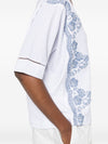 Ermanno Firenze V-neck short sleeves pointelle detailing Embroidered cotton t-shirt