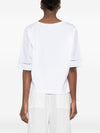 Ermanno Firenze V-neck short sleeves pointelle detailing Embroidered cotton t-shirt