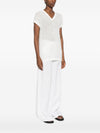 Fabiana Filippi V-neck short sleeves sequin embellishments Openwork top