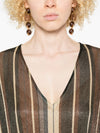 Siyu V-neck side slit Zoe striped kaftan dress