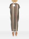 Siyu V-neck side slit Zoe striped kaftan dress