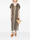 Siyu V-neck side slit Zoe striped kaftan dress