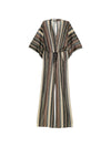 Siyu V-neck short sleeves Striped long jumpsuit