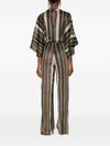 Siyu V-neck short sleeves Striped long jumpsuit