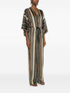 Siyu V-neck short sleeves Striped long jumpsuit