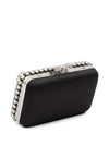 Self-portrait Black Satin Crystal Clutch Bag