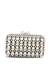 Self-portrait Black Satin Crystal Clutch Bag