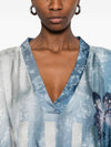 Pierre Louis Mascia V-neck short sleeves border print Printed silk kaftan