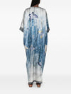 Pierre Louis Mascia V-neck, short sleeves, printed Pritned silk dress