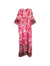 Pierre Louis Mascia V-neck, short sleeves, border print Pritned silk dress