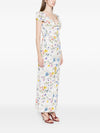 Alice + Olivia V-neck ruffles slit Tara printed long dress