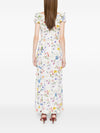 Alice + Olivia V-neck ruffles slit Tara printed long dress